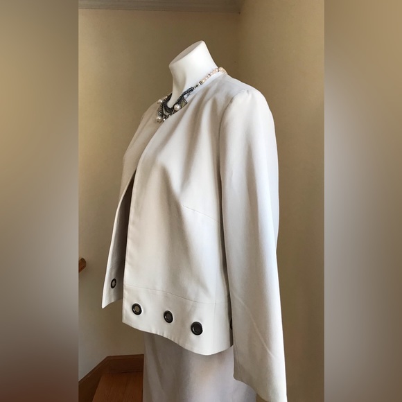 Jones Studio Separates Cream Open Blazer Silver Open Rings At Bottom Sz … - Picture 5 of 13